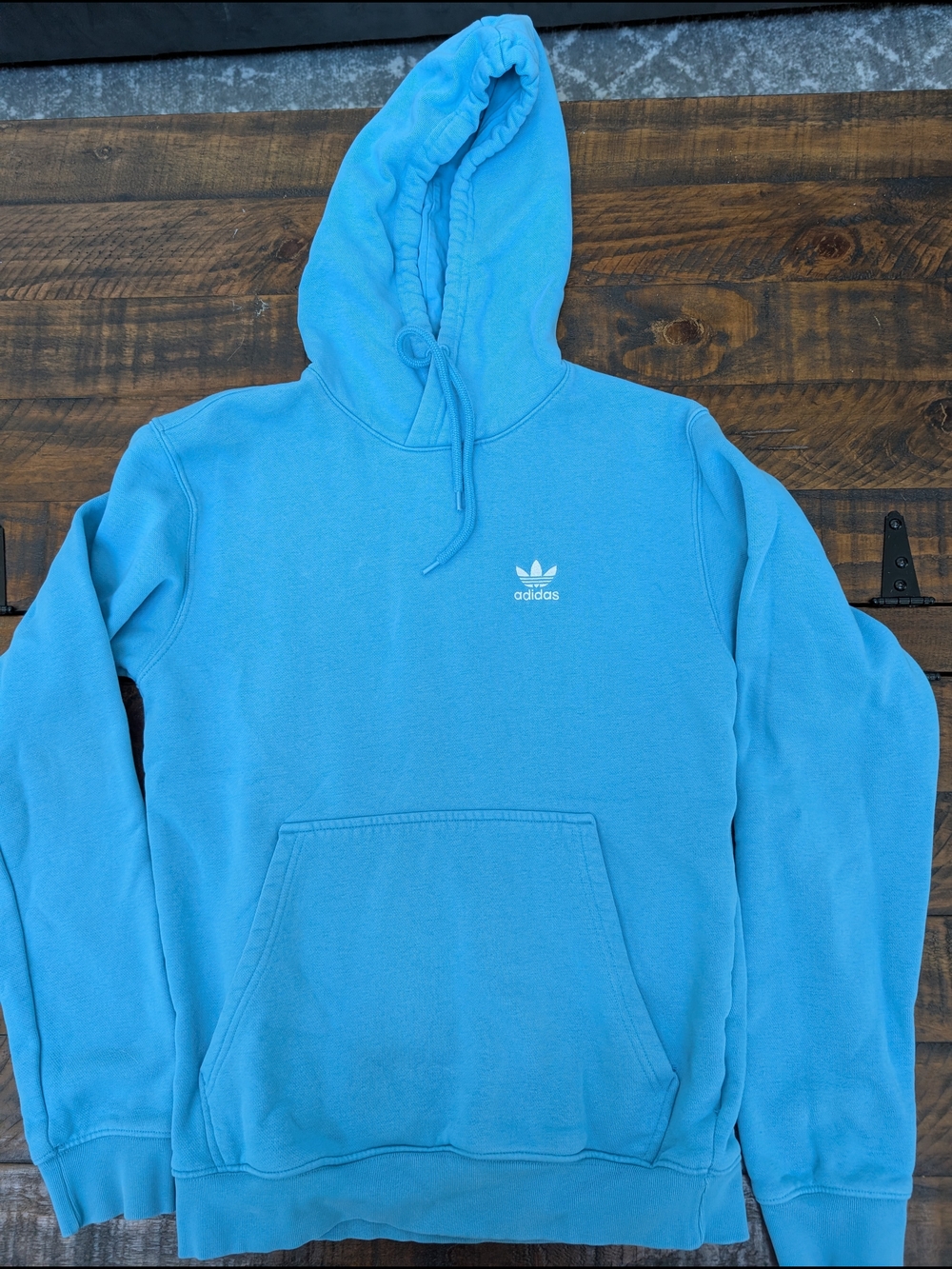 adidas Trefoil Pullover Hoodie in Cyan Blue